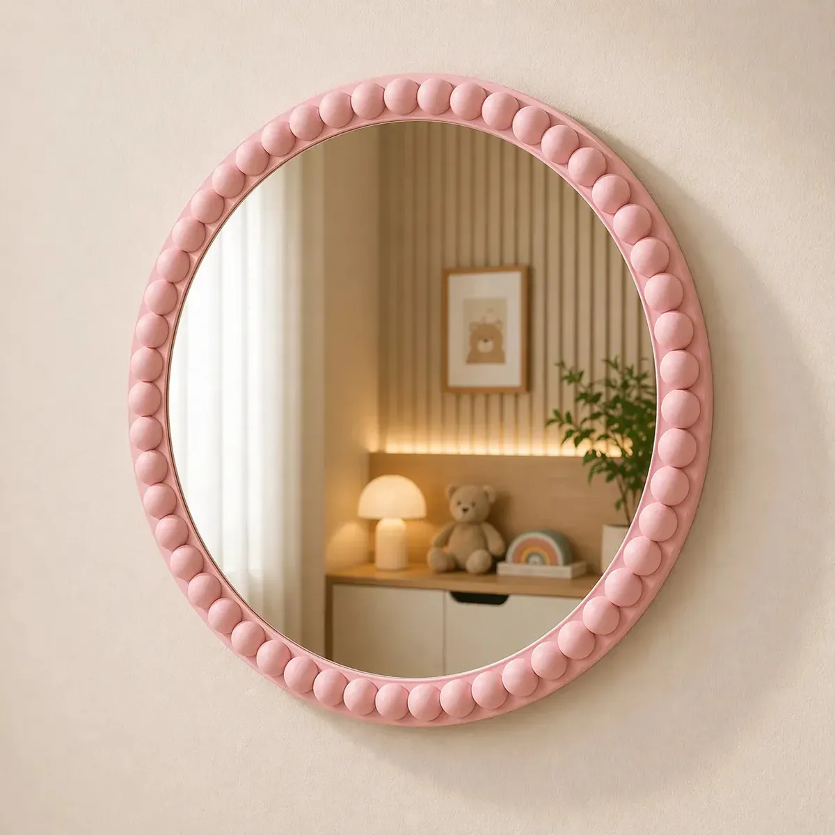Espelho Decorativo Bubble com Moldura de Bolinhas 3D